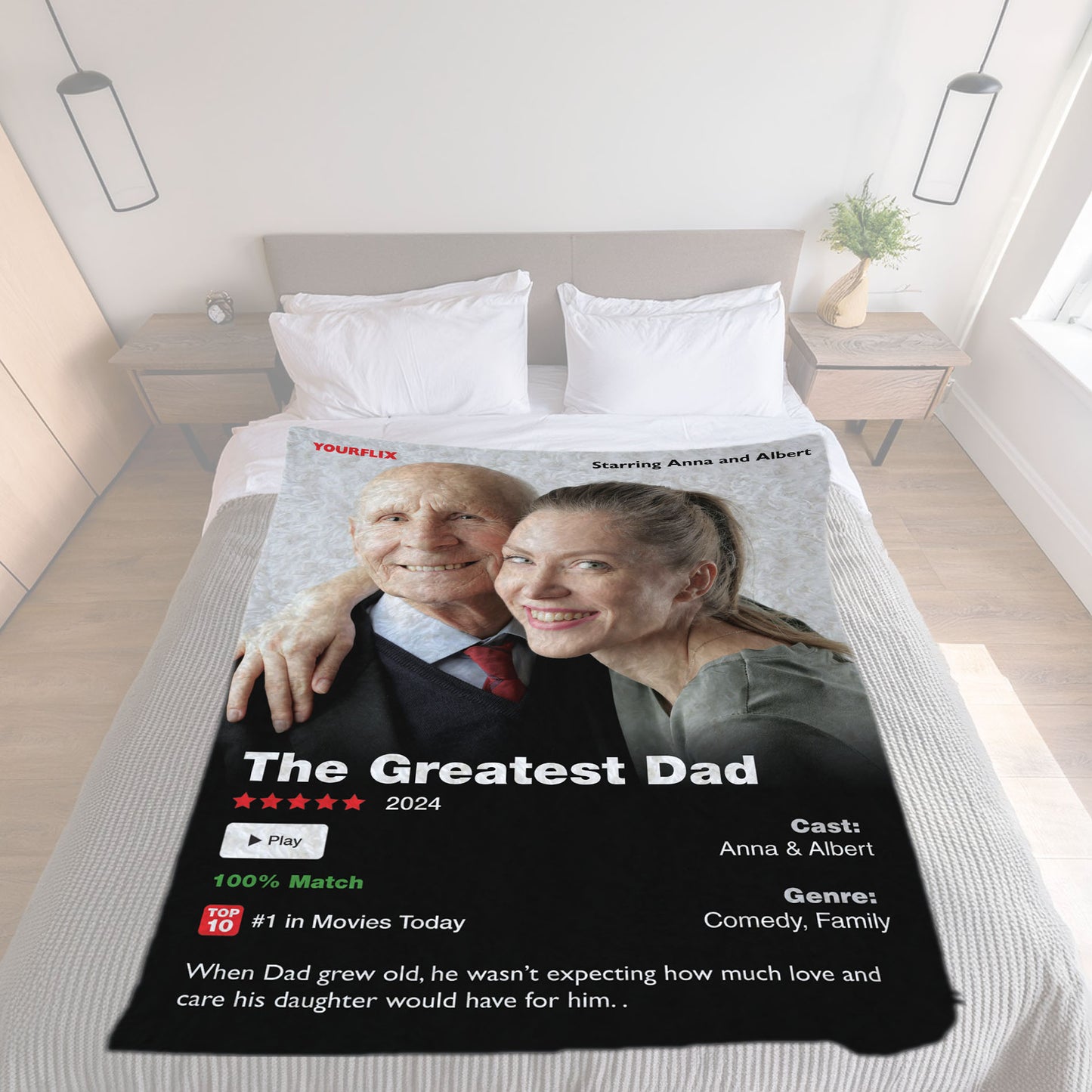 Best Dad - Gift for Dad / Grandad - Custom photo / text Blanket