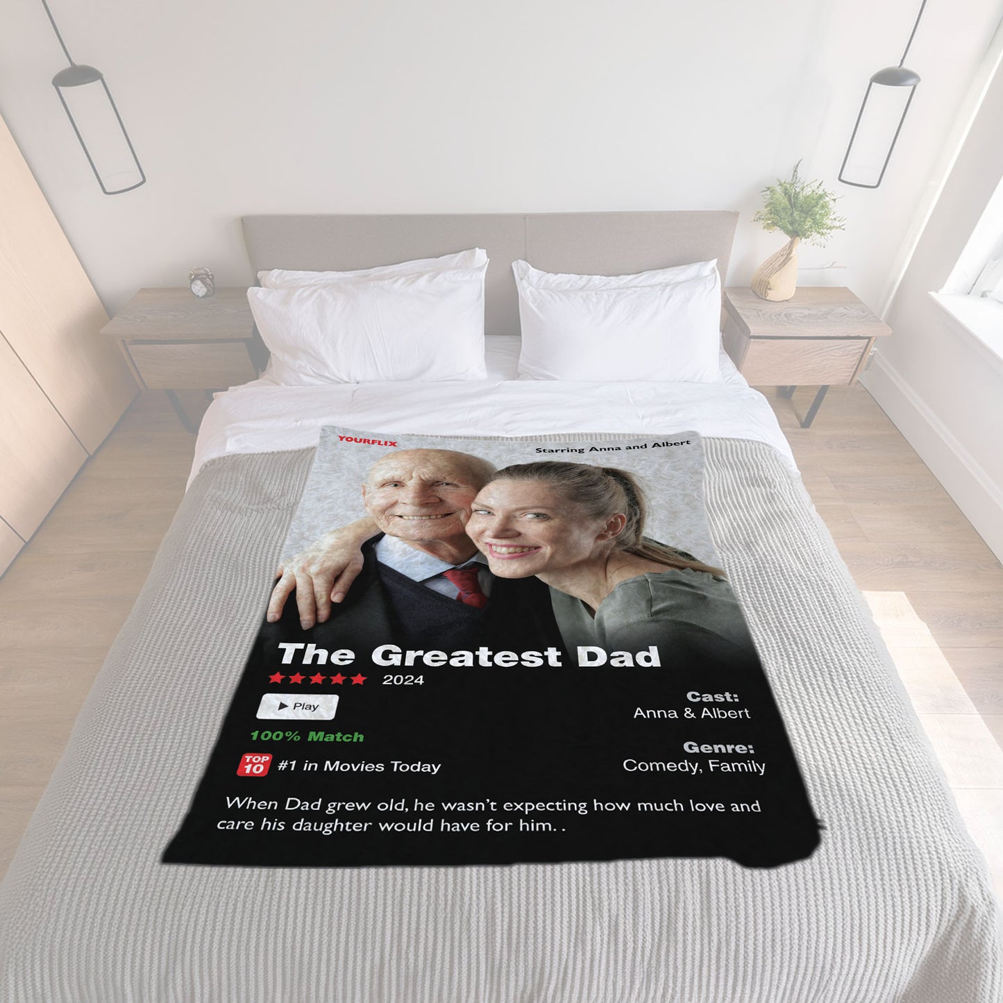 Best Dad - Gift for Dad / Grandad - Custom photo / text Blanket